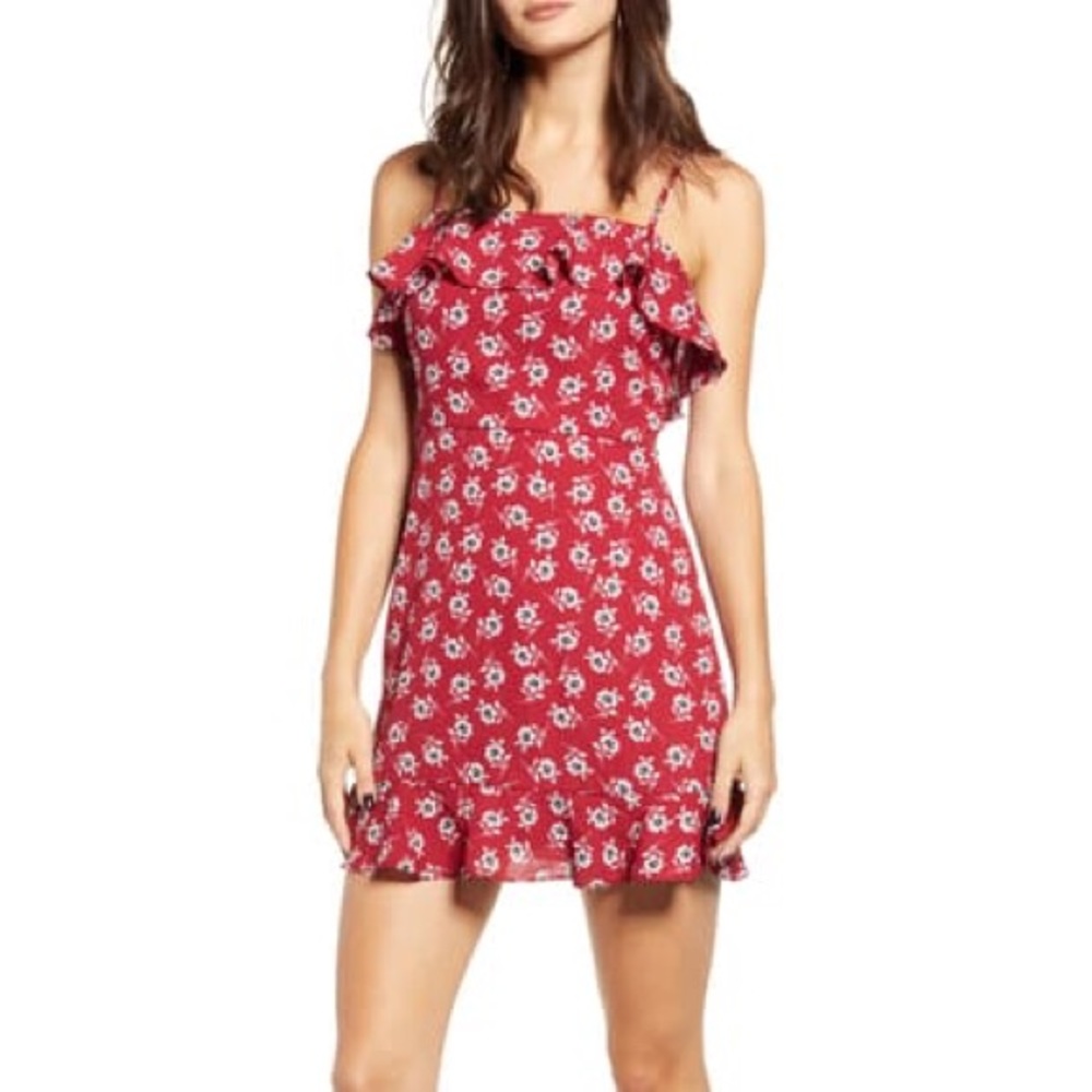 ROW A Nordstrom Red Floral Mini Dress